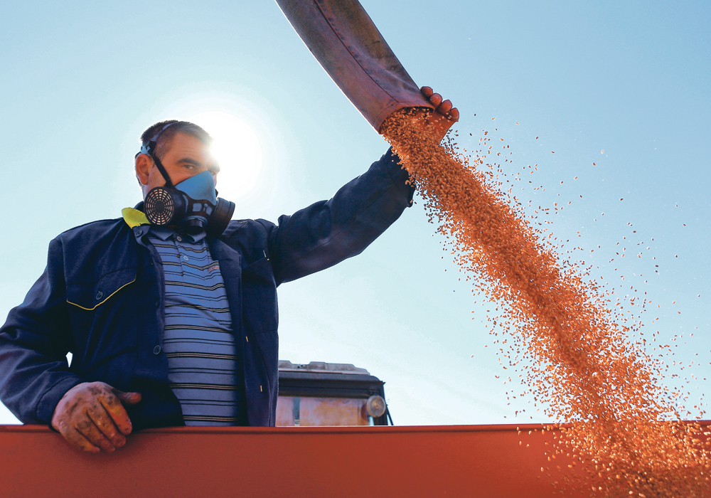 An employee loads a seeder while planting winter wheat in southern Russia last fall. The country’s exports are falling, which may indicate the likelihood of an impending price rally. |  REUTERS/Eduard Korniyenko photo
