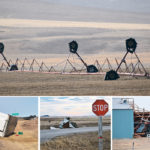 TOP: Southwestern Alberta is known for its strong westerlies, but there have been an unusually high number of wind warnings across the south this winter. Here, several irrigation pivots were damaged along Highway 22 north of Lundbreck, Alta. Above, left: A semi-trailer and a holiday trailer lie on their sides along Highway 22 Jan. 4, the day after winds gusting to 180 km-h blew them off the road. MIDDLE: Stop might well have been a word on the lips of the person driving the truck when the fifth-wheel holiday trailer it was pulling was blown into the ditch along Highway 22 Jan. 3. RIGHT: This equipment shed on a farm along Highway 22 in southern Alberta sustained damage during high winds Jan. 3. Otherwise, relatively minor structural damage was reported. | Barb Glen photos