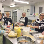 Most of the Women’s Institute members are in Ontario. Here, the Women Inspiring Women WI Branch hosts a pie-making workshop at the Paris Presbyterian Church in Brant, Ont., to teach the lost skills of homemade baking. | FWIC photo