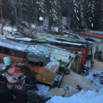 Three people were killed in a freight train derailment early this morning in a mountainous region near Field, B.C., about 225 kilometres west of Banff, Alta. | Twitter/@Globalnews photo