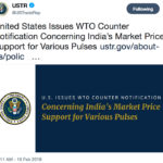 The United States and Canada are challenging India's market price support for five pulses at the World Trade Organization. | Screencap via Twitter/@USTradeRep