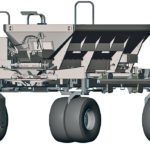 DOT’s latest tool is a New Leader dry product box. Similar to a conventional, convertible sprayer/spreader, this precision applicator can be lifted off the autonomous platform when not in use. | DOT/New Leader illustration
