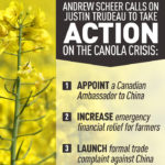 Conservative leader Andrew Scheer held a news conference April 29 to say the government should appoint an ambassador to China, increase the Advance Payment Program from $400,000 to $1 million, and take China to the WTO. | Screencap via Twitter/@AndrewScheer
