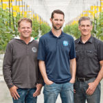 Big Marble Farms partners Rick Wagenaar, left, Ryan Cramer and Albert Cramer have announced a 10-acre expansion to the existing 35-acre vegetable greenhouse near Medicine Hat, Alta. | Big Marble Farms photo