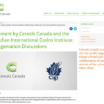Officials with the two organizations confirmed late last month that they have reviewed the benefits of amalgamation and have signed a letter of intent to form a single entity.
| Screencap via cerealscanada.ca