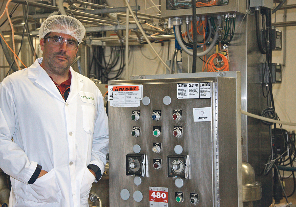 Kent Shafer, manager of operations at Botaneco Inc. in Calgary, oversees production of speciality oils and proteins derived from safflower. Using a proprietary technology, the company plans to expand into using canola and hemp to extract high value oil and protein for the food market.  |  Barbara Duckworth photo