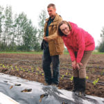 Agronomic consultant Julie Bernier chats with farmer Daniel Wall about his operation near La Crete, Alta. | Jeremy Simes photo