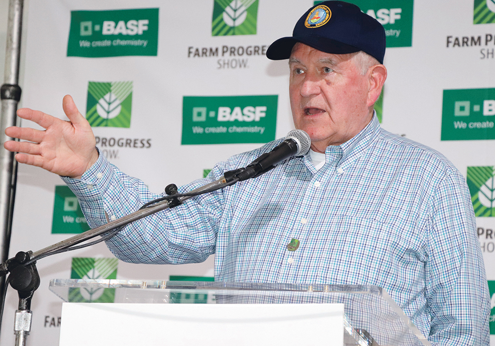U.S. Ag Secretary Sonny Perdue during a media scrum at the Farm Progress Show in Decatur, Illinois  |  Robin Booker photo