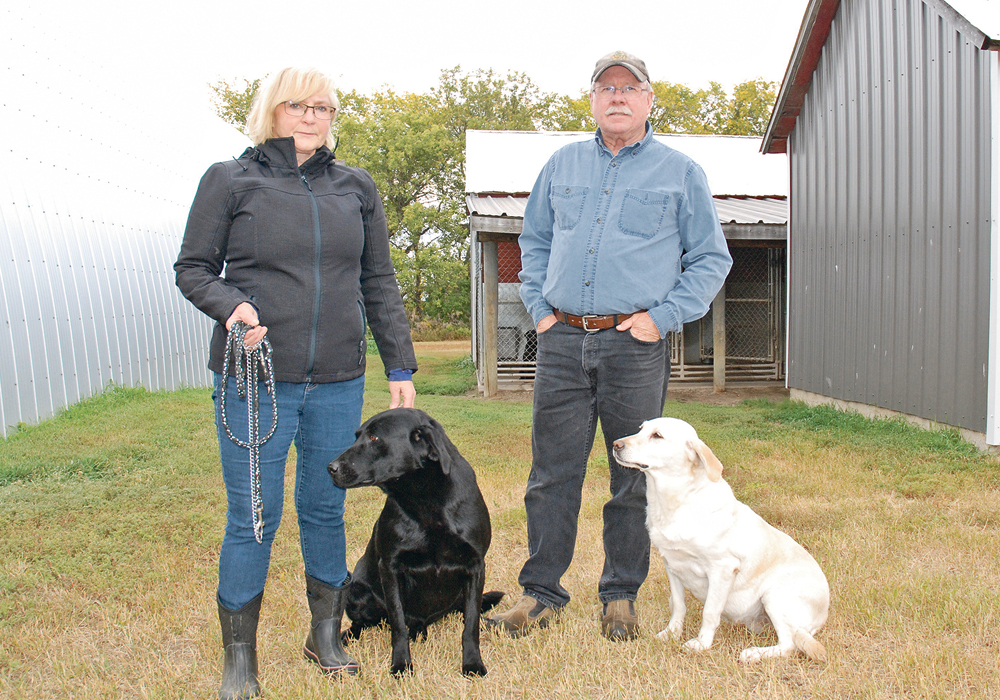Marilyn and Dwaine Haughian, owners of Gunworth Kennels and Hunt Farm near Asquith, Sask., bought their 320 acre property in the late 1990s and have been hosting hunting groups for more than 20 years. They also raise and train Labrador Retrievers.  |  Brian Cross photo