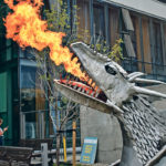 A fire-breathing dragon greeted visitors to the University of Lethbridge Science Commons building Sept. 13 for the grand opening of the new building. | Barb Glen photo