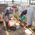 Siem de Boer prepares milk for his calves on his farm near Edam, the Netherlands. He says he is happy with the results achieved using AHV International’s products. | Chris McCullough photo