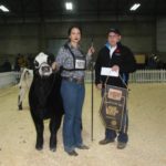 Farmfair Legends of the Fall grand champion female: Boss Lake Ms Elle 926G entered by Boss Lake Genetics, Parkland County, Alberta. Brittany Boss at the halter. | Barbara Duckworth photo