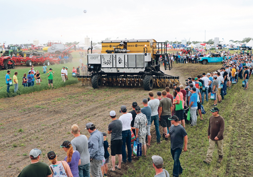 The DOT robotic platform with its seeding attachment has been a hit during demonstrations at the Ag In Motion farm show. | File photo