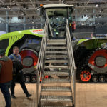 Claas added a 530 h.p., four-track articulated machine to its lineup during Germany's Agritechnica. Dutch manufacturer Zuidberg builds the crawler system that is outfitted with 30 inch CAMSO tracks resulting in a final external width for the tractor of less than 3 meters. | Robin Booker photo