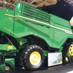 Deere’s X9 twin-rotor combine was on display at Hannover’s Agritechnica Nov. 10. | Robin Booker photo