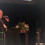 Neil Townsend (left) of FarmLink and Jason Newton (right) of Nutrien discussed farm consolidation at the Grain World Conference in Saskatoon, Sask. on Nov. 28. (Glen Hallick, MarketsFarm)