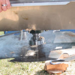 One drawback to the small 25-inch diameter blade is the maximum cut is only 10 inches. Note how the guard always follows the blade, regardless of the blade’s position. | Ron Lyseng photo