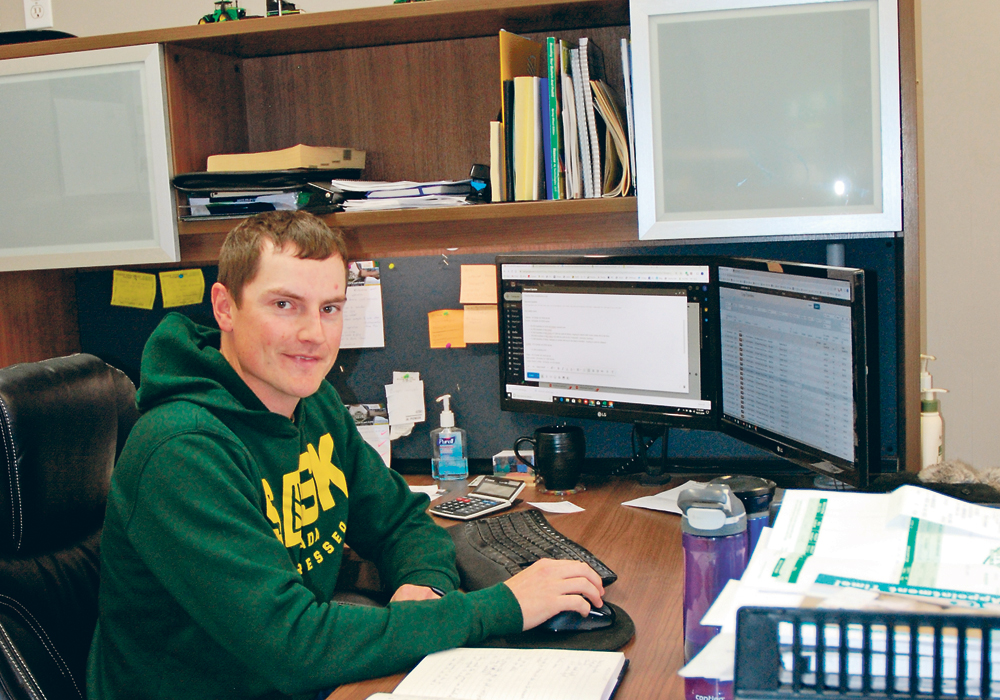 Jake Leguee manages a 15,000-acre family owned grain farm near Fillmore, Sask. Sustainable production is a top priority at Leguee Farms. | Brian Cross photo