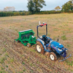 An autonomous farming study at Harper Adams University in Shropshire, England, uses a robotic tractor and drill to seed winter wheat, spring barley, and fababeans. | Photo supplied by James Lowenberg-DeBoer
