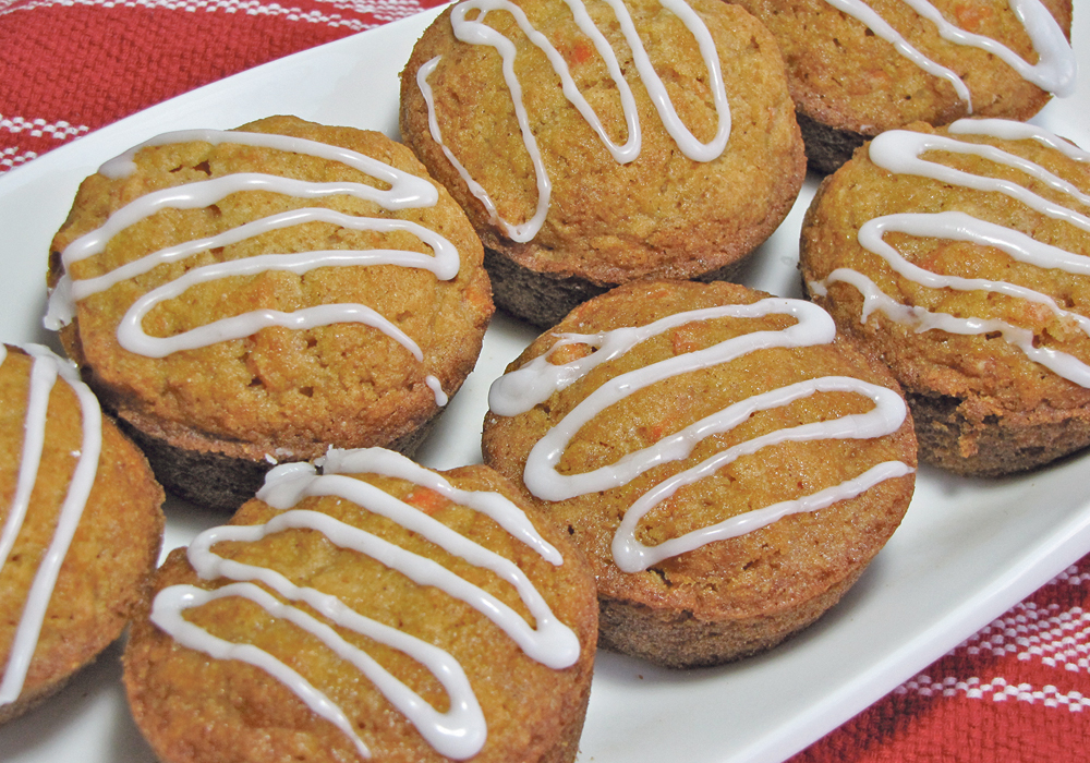 Donna Okkema of Vermilion, Alta., adapted her vegetable-garden cake for gluten intolerance. Making it into muffins makes them easy to freeze and use as needed. Donna was the winner of a hamper of donated food items and cookbooks.  |  Betty Ann Deobald photo