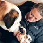 Losing Gord, left, a one-year-old St. Bernard, to an illegally placed snare was a heartbreaking experience for Virginia Bells. | Photo courtesy of Virginia Bells