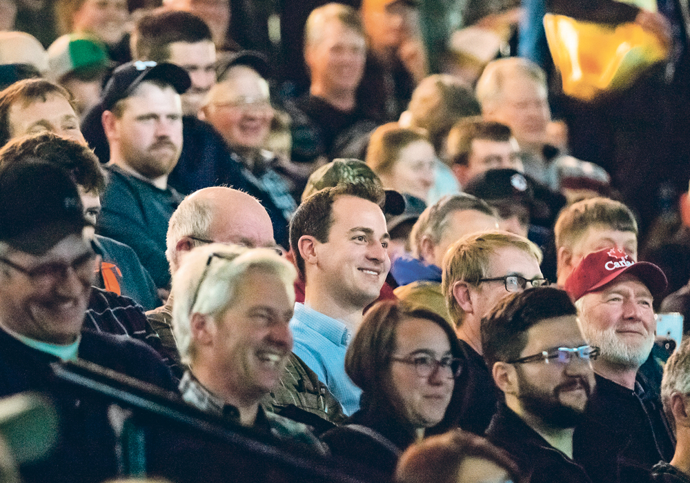 A capacity crowd listens to Rex Murphy deliver a thought-provoking and light-hearted look at Canada’s political and social life during Manitoba Ag Days held late last month in Brandon.  |  Sandy Black photo