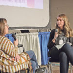 Katelyn Duban of Lethbridge, right, interviews Kelly Sidoryk of Lloydminster, Alta., for Duban’s The Rural Woman Podcast during a session at the Holistic Management and Organic Alberta conference in Camrose Feb. 1. | Mary MacArthur photo