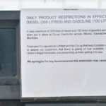 Signs like this one in St. Claude, Man., went up at cardlock stations across the Prairies recently due to the lockout at Federated Co-op’s refinery in Regina. | Jeannette Greaves photo