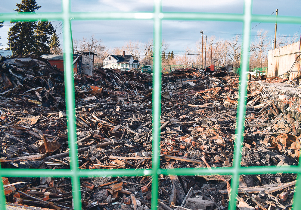 Rubble is all that remains of Pincher Creek’s King Edward Hotel, one of the original hotels built during southern Alberta’s pioneer era. | Barb Glen photo