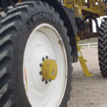 Michelin’s Very High Flexion high-clearance sprayer tires made their debut at the Commodity Classic in San Antonio, Texas, last month. Michelin says the tires offer a unique balance between a narrow tire to avoid crop damage and a flotation tire to minimize compaction. | Michelin photo