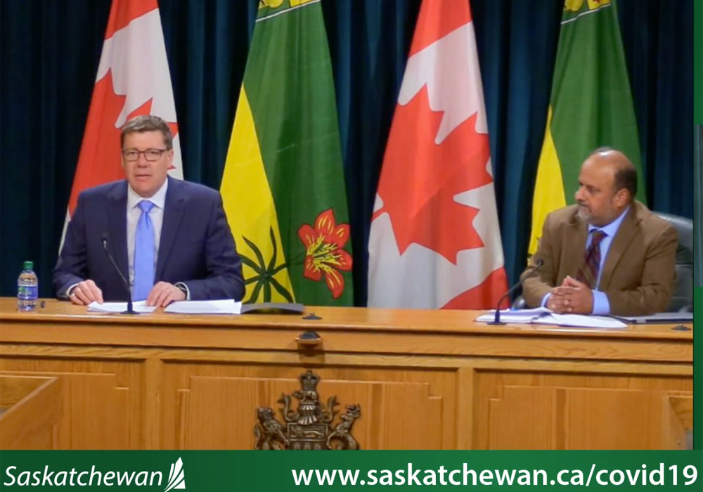 Saskatchewan premier Scott Moe said he would suggest a more aligned response to the pandemic as different provinces have imposed different measures and people are confused. | Screencap via Facebook/Government of Saskatchewan