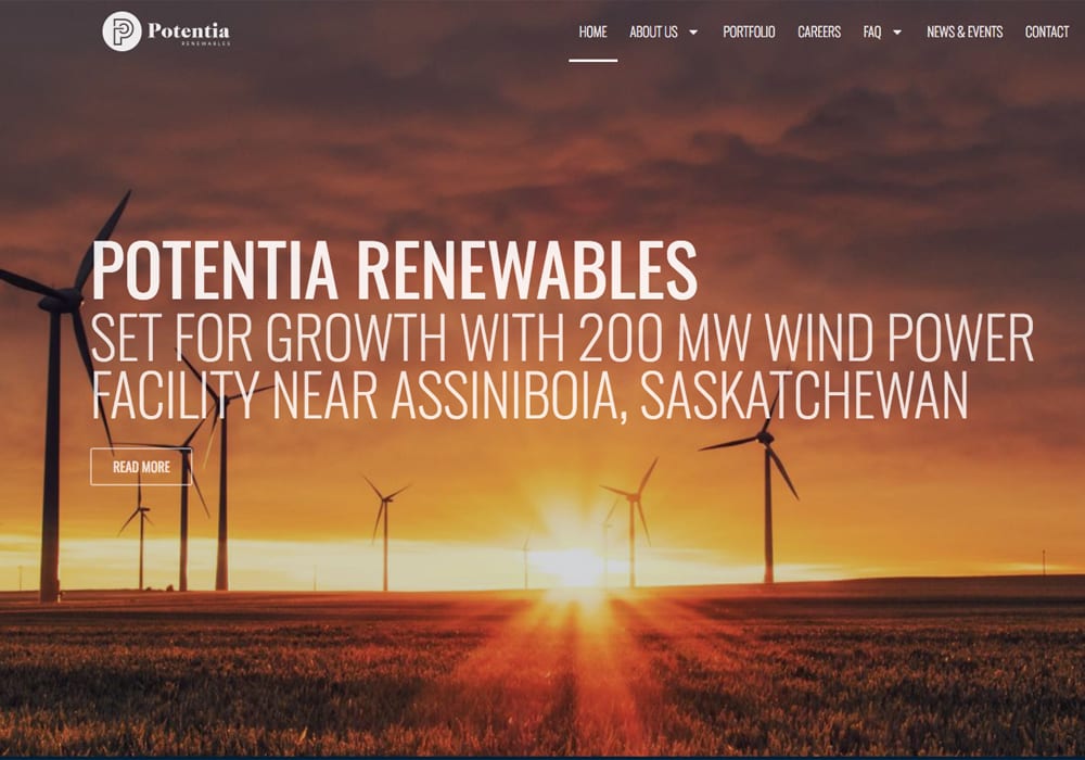 Construction is resuming on the Golden South Wind project just outside the town. It broke ground last summer and when complete it is expected to provide 200 megawatts of wind power through 59 turbines. | Screencap via potentiarenewables.com