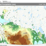 There may have been some harvest in the drier regions this winter, but the bulk of the estimated five million tonnes of canola, wheat and other crops are still left to harvest. | Agriculture Canada map