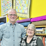 Don and Lynn Burdett in the Prairie Points Quilt Shop on their No Regrets Ranch acreage. Lynn, a lifelong seamstress, was drawn to quilting as therapy when dealing with the death of two of her best friends in 2005. The quilting evolved into a retail business, which was located in nearby Ponoka for five years. Lynn opened the store in her home in 2017. | Maria Johnson photo