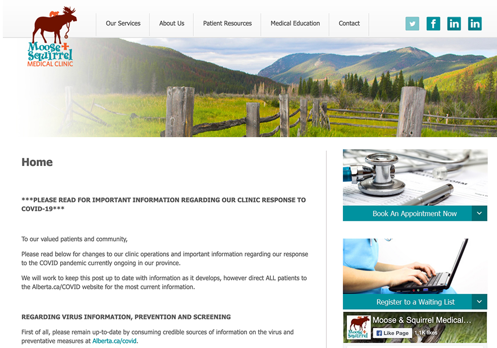 Eight doctors in Sundre, Alta., for example, have said that after July 1, they will no longer work at the local hospital. | Screencap via sundremedicalclinic.com