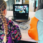 Addison and Reagan Ross of the Camrose 4-H Beef Club par ticipate in a Zoom meeting. Like other groups, 4-H clubs have learned to be creative in holding meetings and shows. | Mike Ross photo