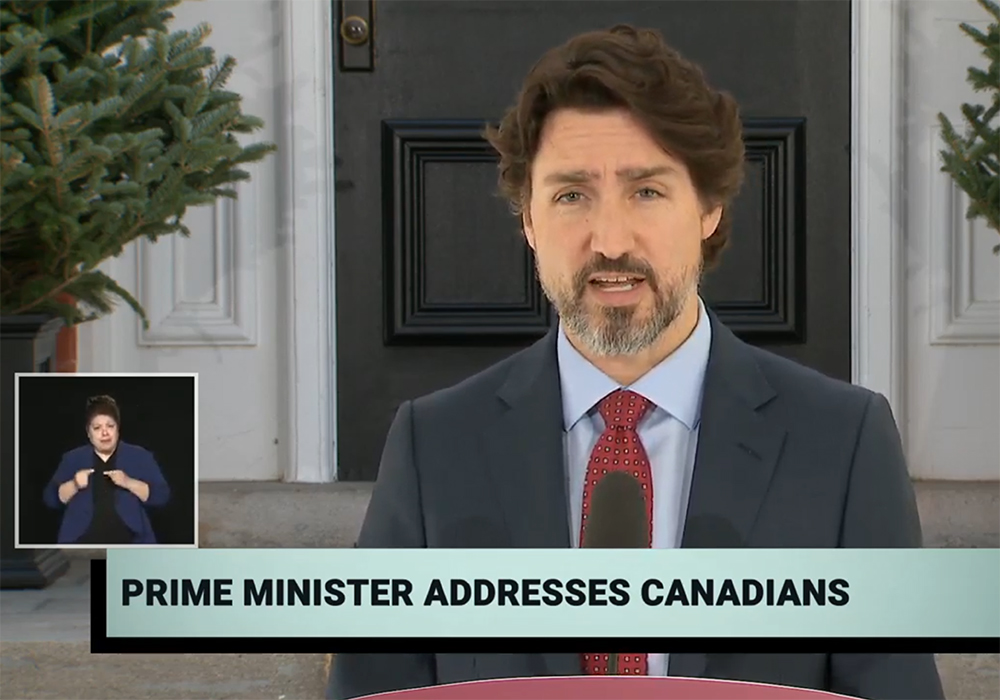 "This is yet another option to help agrifood companies facing unexpected financial strain," Prime Minister Justin Trudeau said today during his daily morning COVID-19 update. | Screencap via CPAC.ca