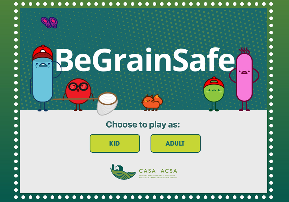 The online resource provides lots of information and interactive material, CASA said. It includes colouring sheets, a grain safety game and a video series on safety and health-related activities. | Screencap via casa-acsa.ca