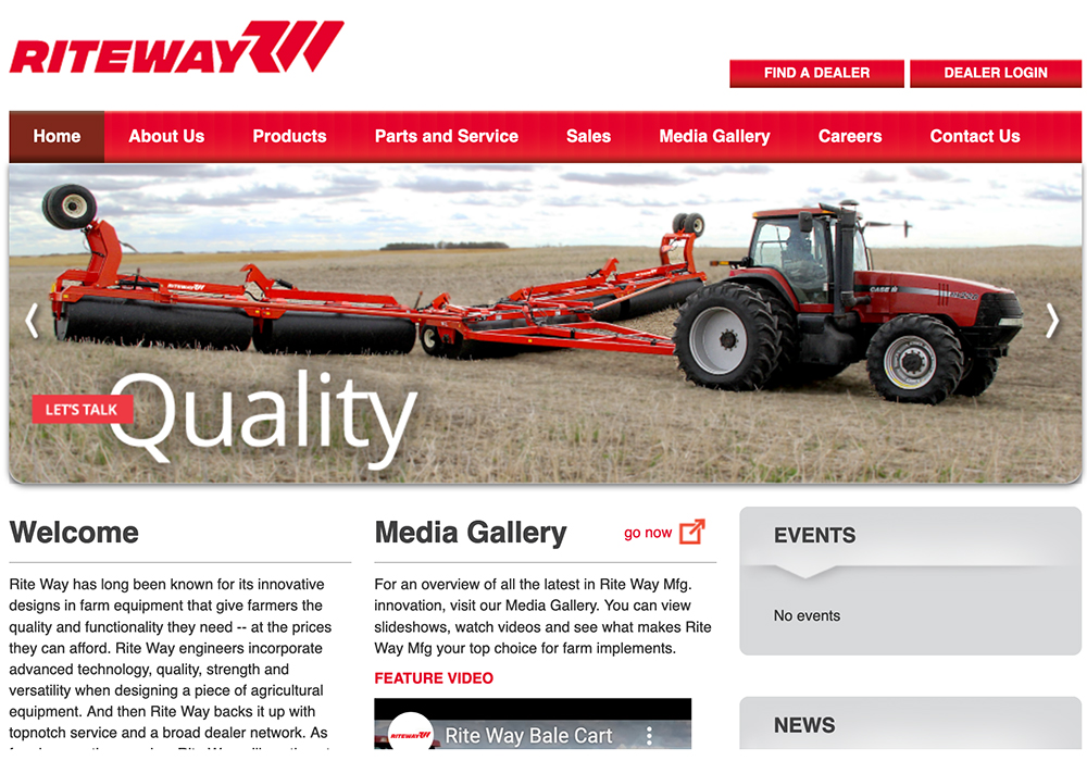 Superior Farms Solutions Limited Partnership has facilities in Imperial, Sask., and Regina and was established as a consolidation platform for short-line equipment manufacturers, according to court documents. Rite Way is its operating business, well known for rock pickers, land rollers and harrows. | Screencap via ritewaymfg.com