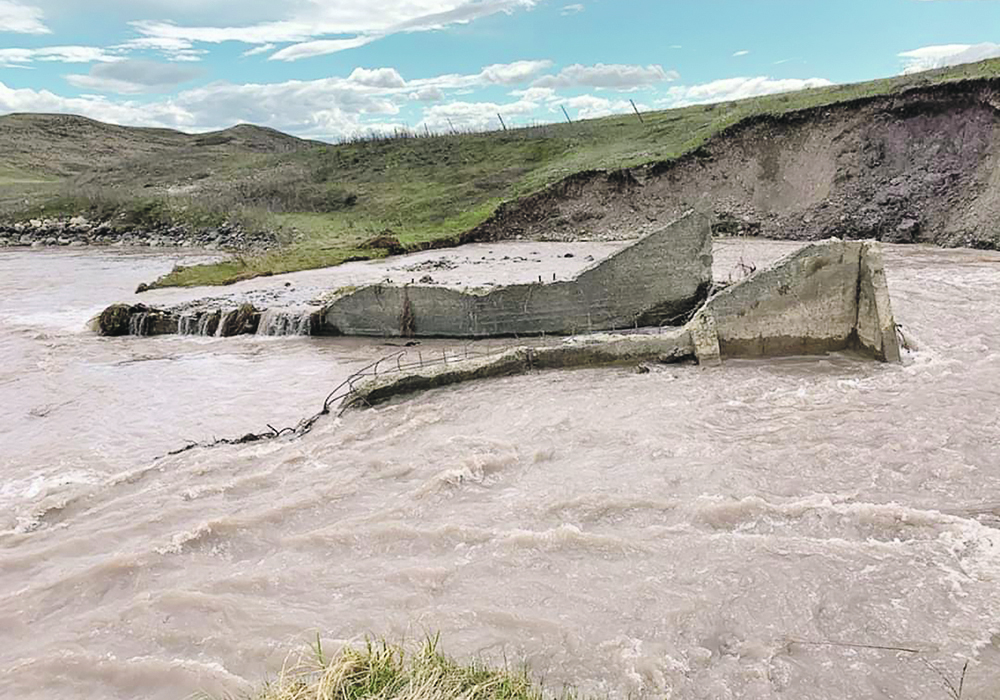 A concrete drop structure that is part of the canal and siphon system that diverts water from the St. Mary River into the Milk River failed May 17.  |  U.S. Bureau of Reclamation photo