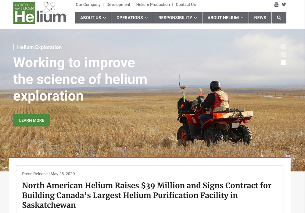 The plant will be located in the Calgary-based company's Battle Creek field near Consul. | Screencap via nahelium.com