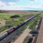 At 224 hopper cars at recent shipment of durum was the largest single-origin grain train ever moved on the Prairies by Canadian Pacific Railway. | SWT photo