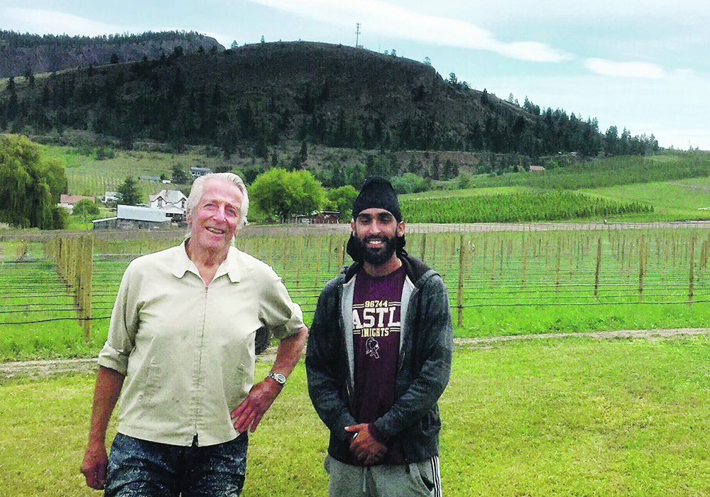 Partticipants in the land matching program, Pravin Dhaliwal (right) is leasing 18 acres from Tony Gogol to start a vineyard in Summerland, B.C.  |  Tessa Wetherill photo