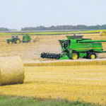 Wade Simpson baled his straw as soon as he straight combined a crop south of Boissevain, Man., late last month. Simpson was reporting average yields. | Sandy Black photo