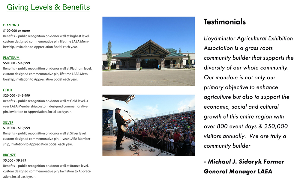 The Lloydminster Exhibition ordinarily holds more than 900 events each year that generate millions in regional economic impact. But COVID-19 protocols have prevented it from holding any events so far in 2020.  | Screencap via lloydexh.com