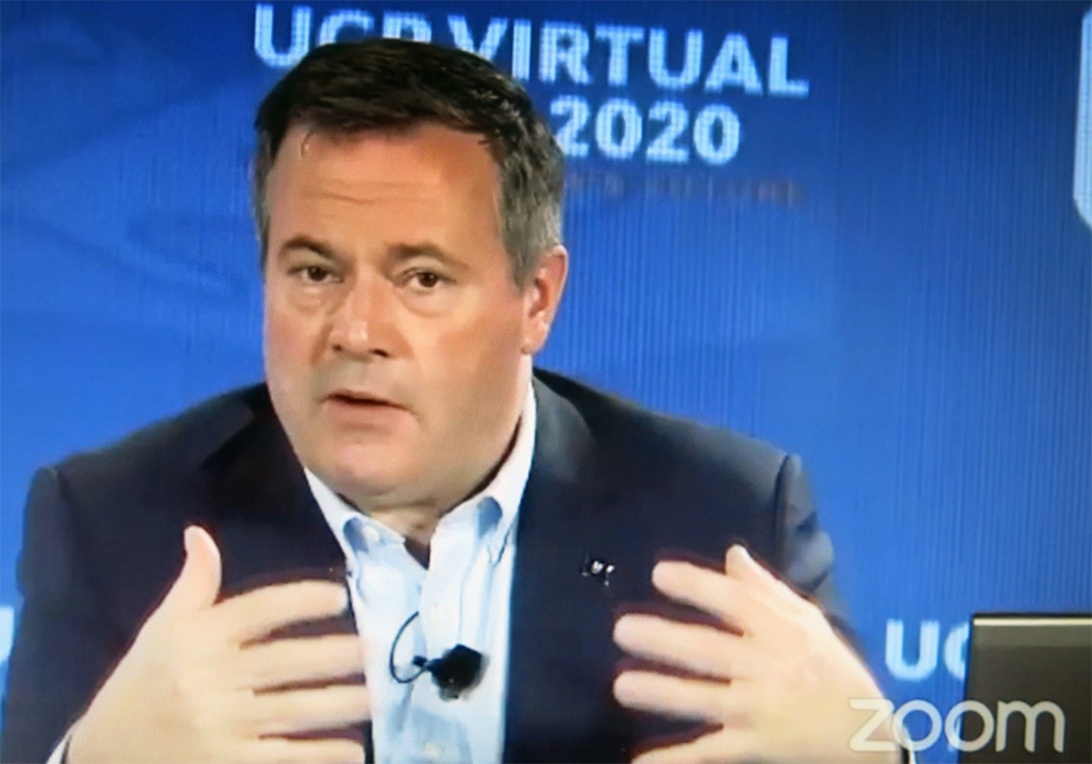 Kenney spoke as part of a question-and-answer session Oct. 17 during the annual general meeting of the governing United Conservative Party. Due to the COVID-19 pandemic, the meeting was held online for the first time, with about 1,400 party members registering for the virtual event, he said. | Doug Ferguson photo