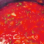 TJ’s salsa simmers on the stove. | Joan Airey photo