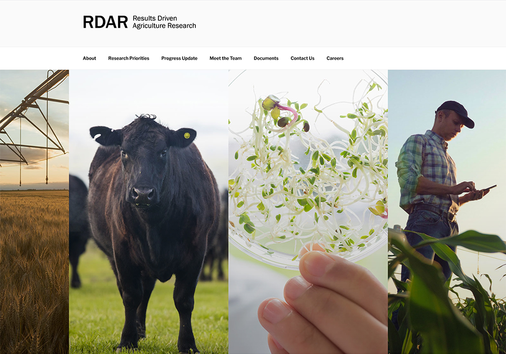 Last week, the Results Driven Agriculture Research (RDAR) entity released its list of four focus areas for research that were deter-mined through consultation with producers, industry, academia and applied research organizations. | Screencap via rdar.ca