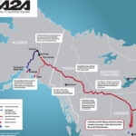 The Alaska-Alberta Railway Development Corp., or A2A, is a Calgary-based company that seeks to join the existing North American rail network to that of Alaska. | Map via a2arail.com