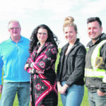 Doug McGillivray, left, Lois McGillivray, Catherine McGillivray, and Carlos Quiroz on their Prairie Sod Farm south of Regina. | Karen Briere photo